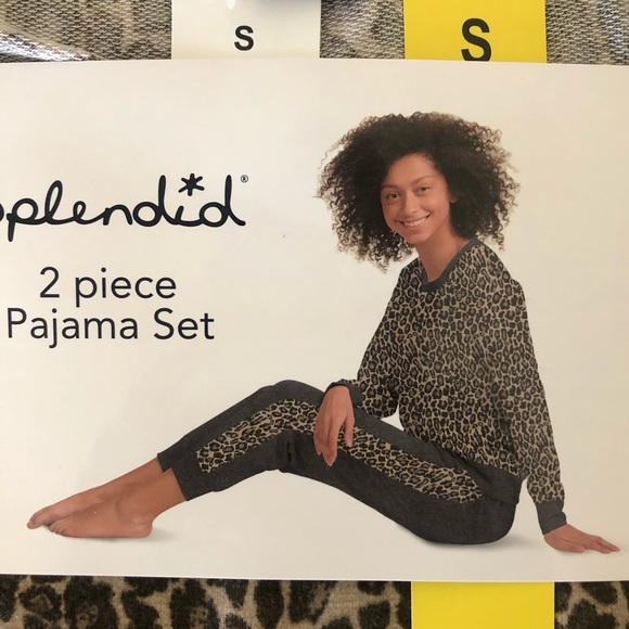 Splendid 2-piece Pajama Set / Loungewear Lively Leopard Charcoal Heather NWT - Picture 4 of 8